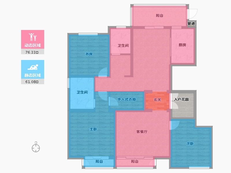 河南省-郑州市-金沙湖高尔夫观邸J户型159m²-127.56-户型库-动静分区