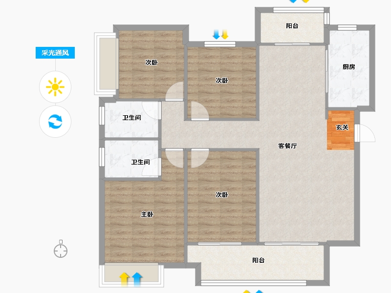 河南省-郑州市-中海天悦府8号楼,9号楼139m²-111.99-户型库-采光通风