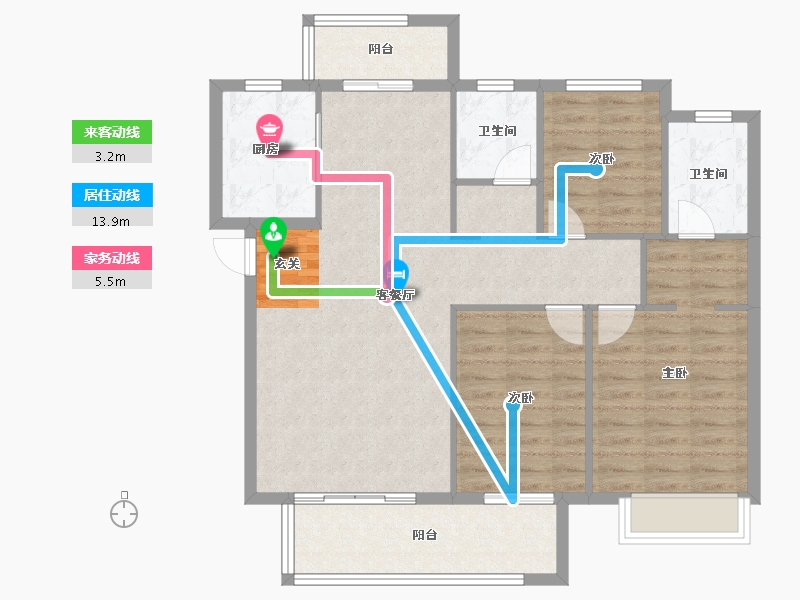 河南省-郑州市-中海天悦府8号楼123m²-98.60-户型库-动静线