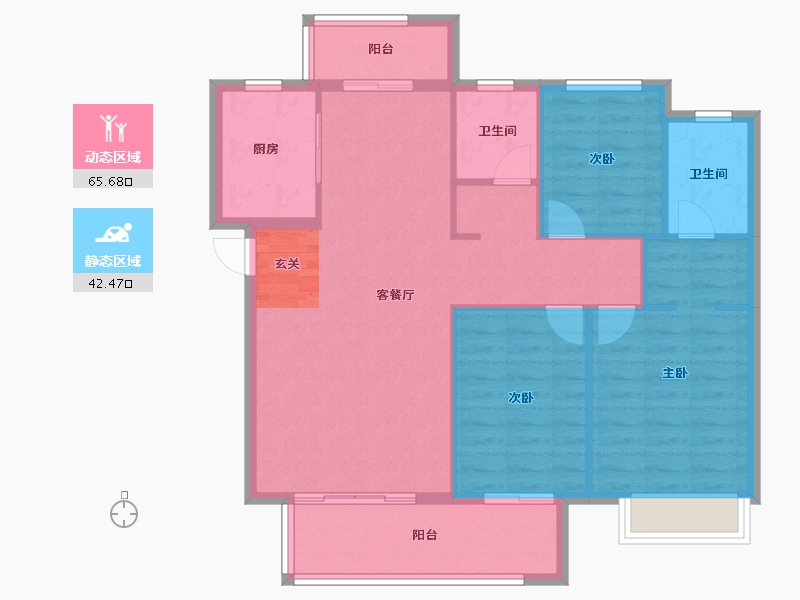 河南省-郑州市-中海天悦府8号楼123m²-98.60-户型库-动静分区