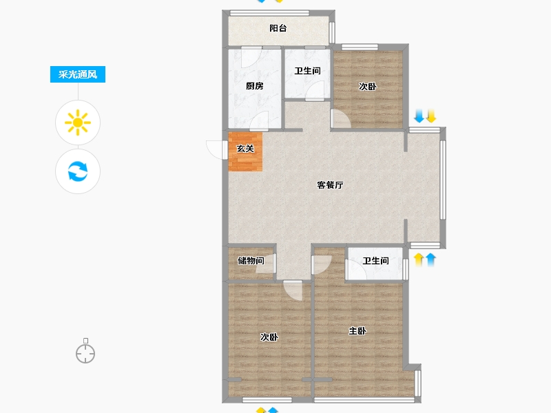 河南省-郑州市-碧桂园天玺1号楼,2号楼,3号楼,4号楼140m²-112.18-户型库-采光通风