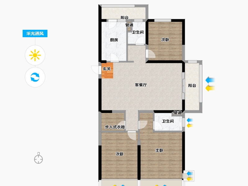 河南省-郑州市-碧桂园天玺1号楼,2号楼,3号楼,4号楼140m²-112.93-户型库-采光通风