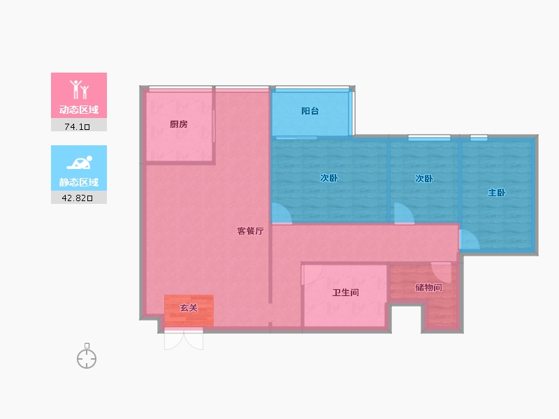 河南省-郑州市-宏光合园C户型134m²-107.18-户型库-动静分区