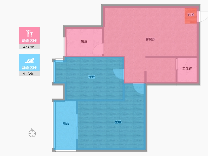 河南省-郑州市-宏光合园96平两房96m²-76.70-户型库-动静分区