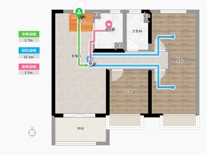 河南省-郑州市-中海万锦公馆8号楼,3号楼87m²-70.03-户型库-动静线