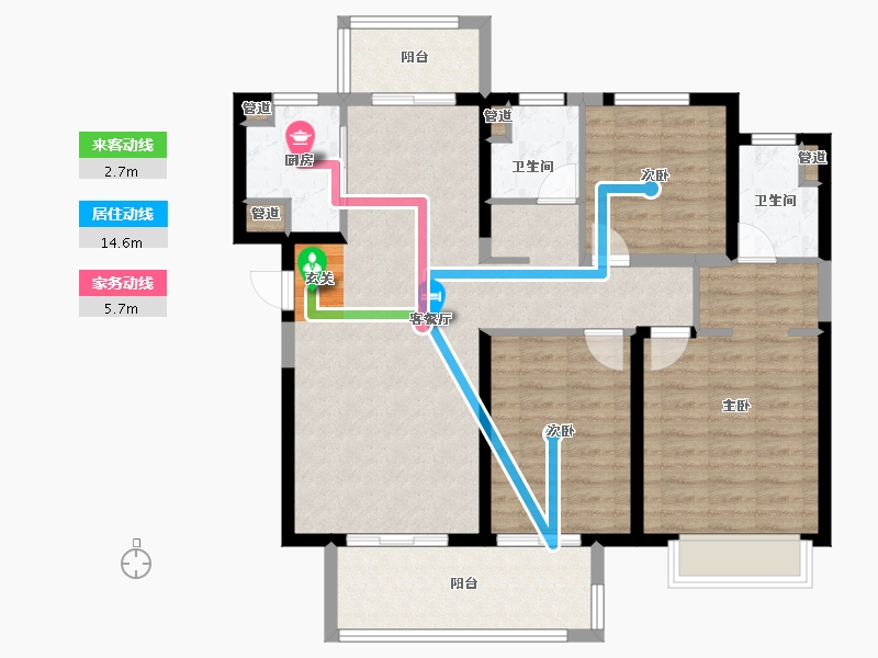 河南省-郑州市-中海万锦公馆2号楼,8号楼,3号楼127m²-101.61-户型库-动静线