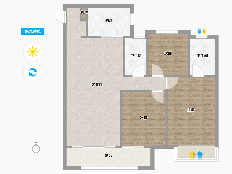 河南省-郑州市-金辉滨河云著18号楼,19号楼117m²-84.12-户型库-采光通风