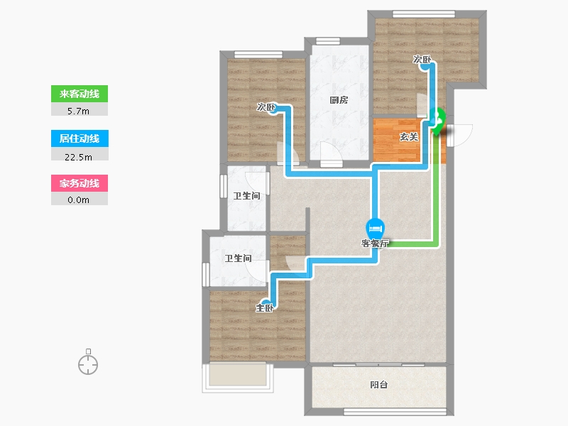 河南省-郑州市-金地滨河风华13号楼,6号楼,7号楼117m²-93.60-户型库-动静线