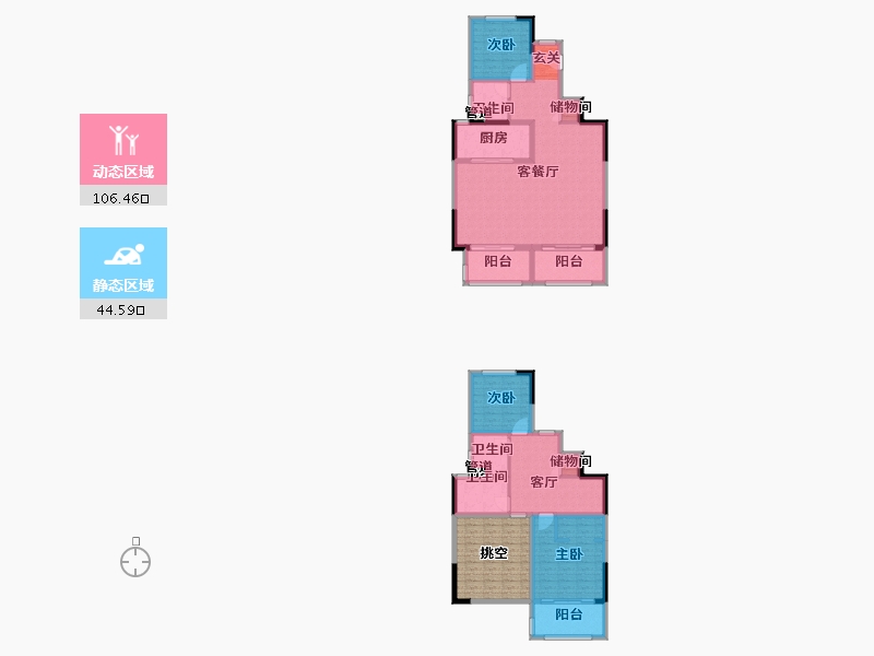 河南省-郑州市-金辉滨河云著3号楼169m²-151.54-户型库-动静分区