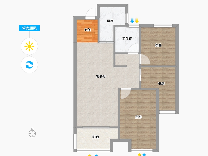 河南省-郑州市-康桥悦蓉园26号楼,27号楼,30号楼90m²-68.13-户型库-采光通风