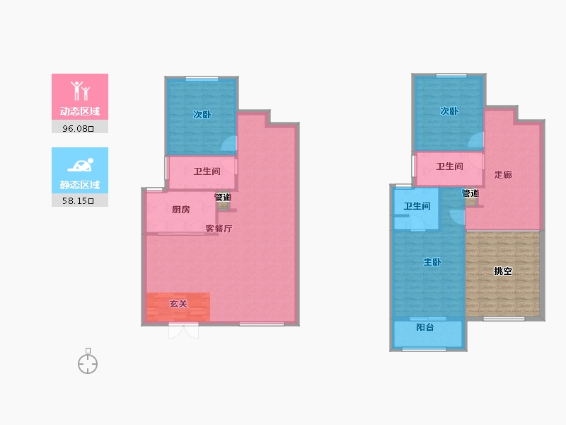 河南省-郑州市-金地滨河风华8号楼,3号楼,4号楼,5号楼178m²-158.87-户型库-动静分区