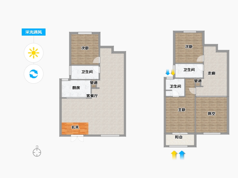 河南省-郑州市-金地滨河风华8号楼,3号楼,4号楼,5号楼178m²-158.87-户型库-采光通风