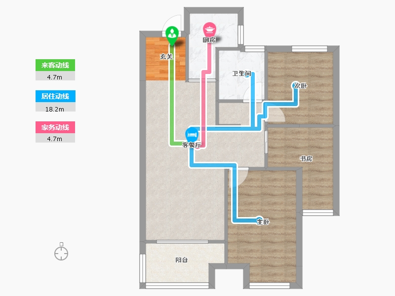 河南省-郑州市-康桥悦蓉园26号楼,27号楼,30号楼90m²-68.13-户型库-动静线