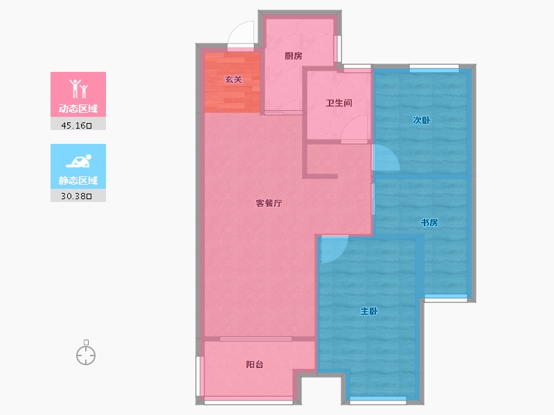 河南省-郑州市-康桥悦蓉园26号楼,27号楼,30号楼90m²-68.13-户型库-动静分区