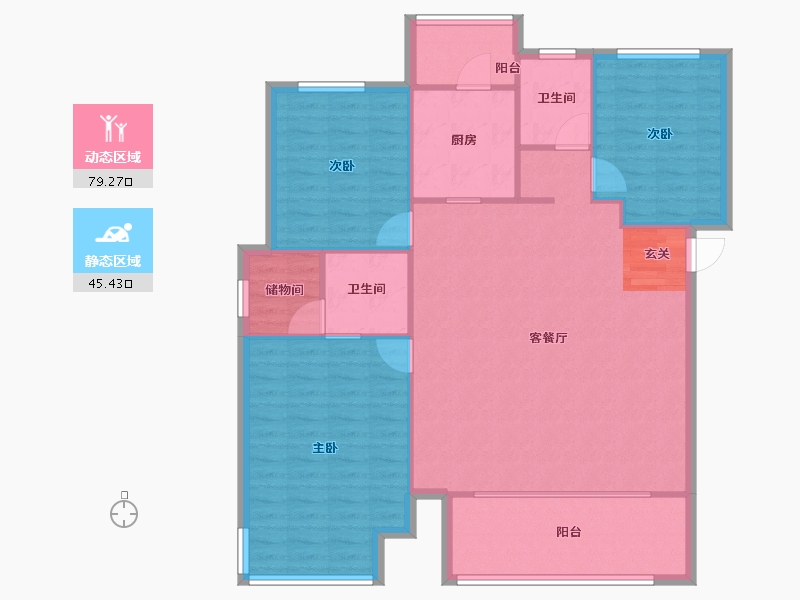 河南省-郑州市-康桥悦蓉园26号楼,27号楼,30号楼144m²-115.20-户型库-动静分区