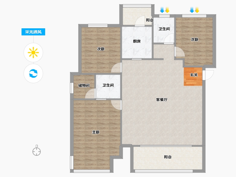 河南省-郑州市-康桥悦蓉园26号楼,27号楼,30号楼144m²-115.20-户型库-采光通风