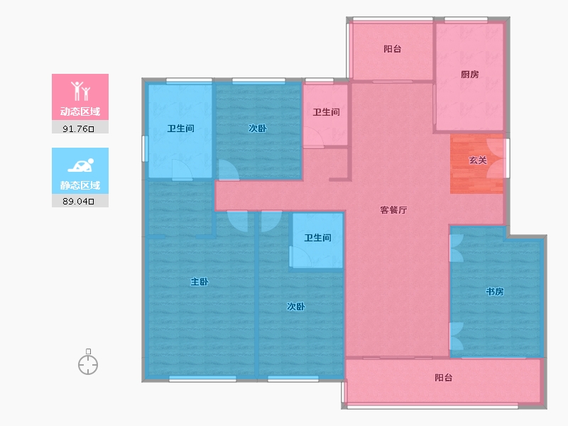 河南省-郑州市-康桥悦蓉园2号楼,10号楼,15号楼185m²-167.86-户型库-动静分区