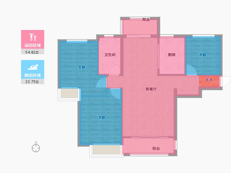 河南省-郑州市-信保春风十里13号楼,14号楼,15号楼,16号楼100m²-80.00-户型库-动静分区