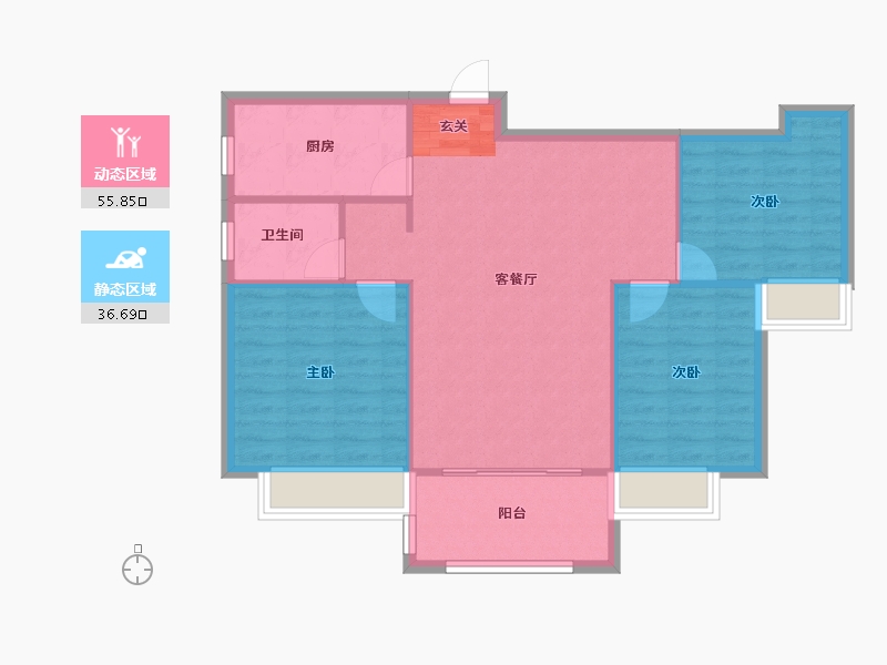 河南省-郑州市-信保春风十里9号楼,10号楼106m²-84.80-户型库-动静分区