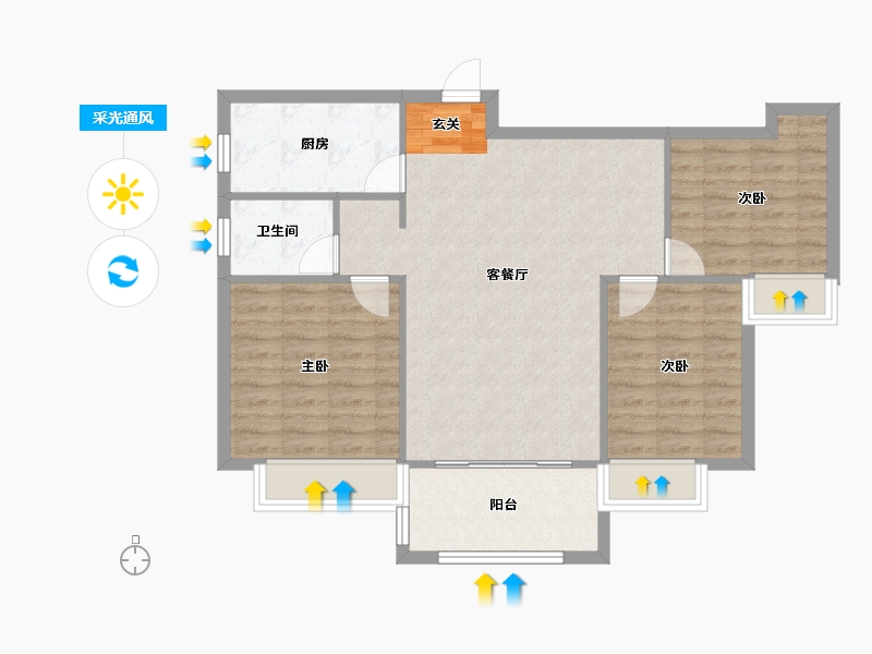 河南省-郑州市-信保春风十里9号楼,10号楼106m²-84.80-户型库-采光通风