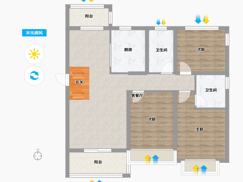 河南省-郑州市-信保春风十里20,21,22,23,8,11,12号楼115m²-92.01-户型库-采光通风