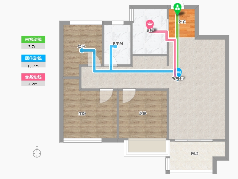 河南省-郑州市-金科集美公馆1号楼,4号楼89m²-70.83-户型库-动静线