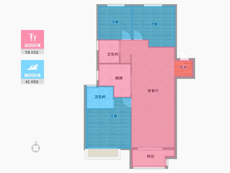 河南省-郑州市-金科集美公馆1号楼,4号楼115m²-92.00-户型库-动静分区