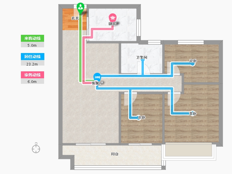 河南省-郑州市-郑州碧桂园悦湖山A户型88m²-70.41-户型库-动静线