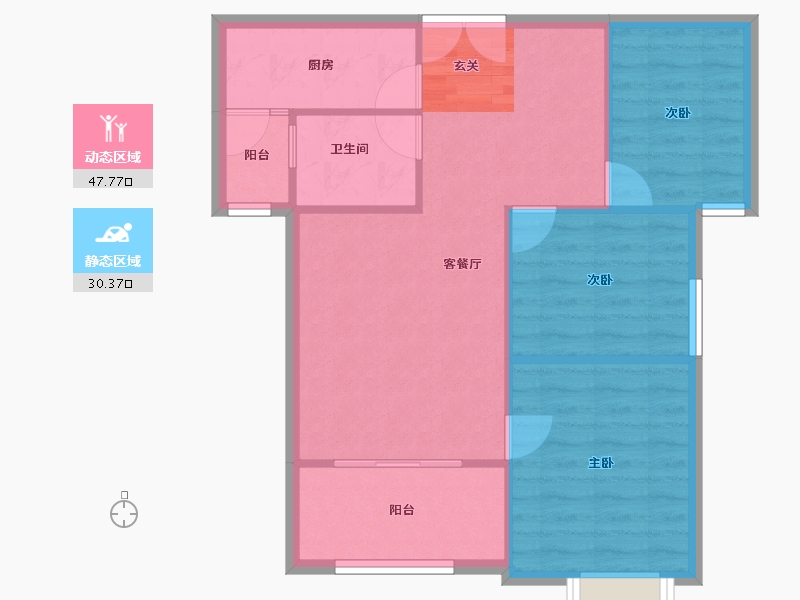 河南省-郑州市-紫域澜庭B2户型89m²-71.20-户型库-动静分区