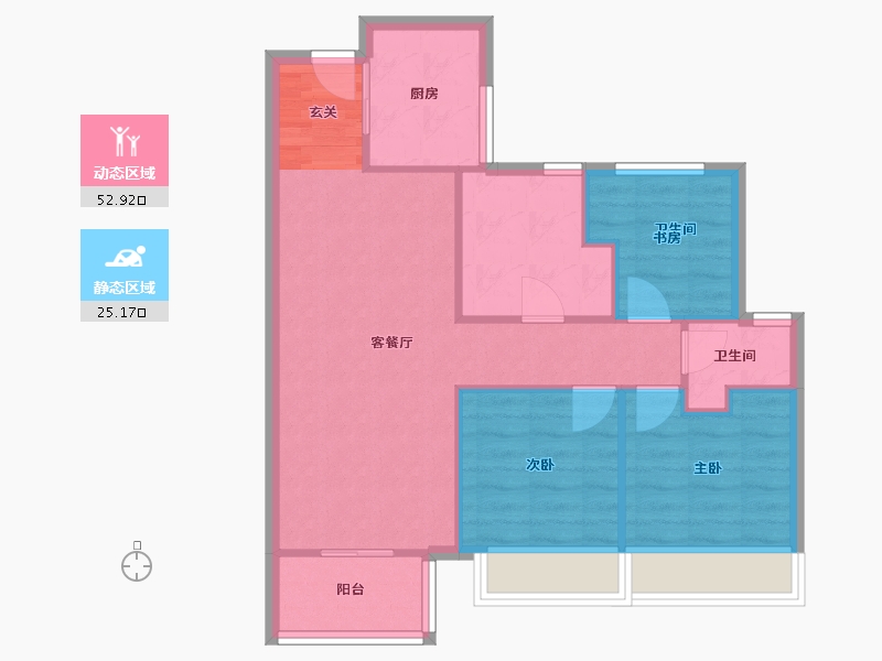 河南省-郑州市-建海当代公园阅MOMΛ1号楼88m²-70.44-户型库-动静分区