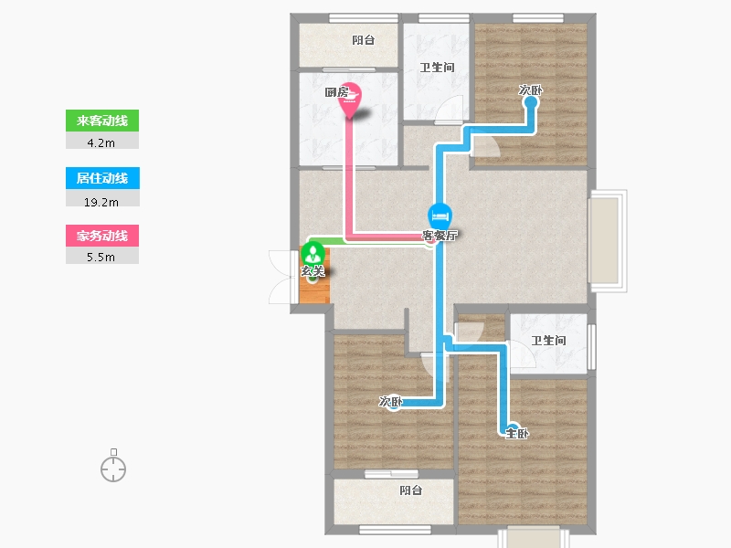 河南省-郑州市-紫域澜庭A3户型124m²-99.20-户型库-动静线