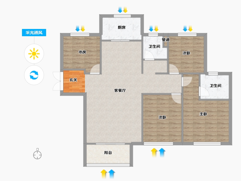 河南省-郑州市-永威逸阳溪畔63,65131m²-104.80-户型库-采光通风