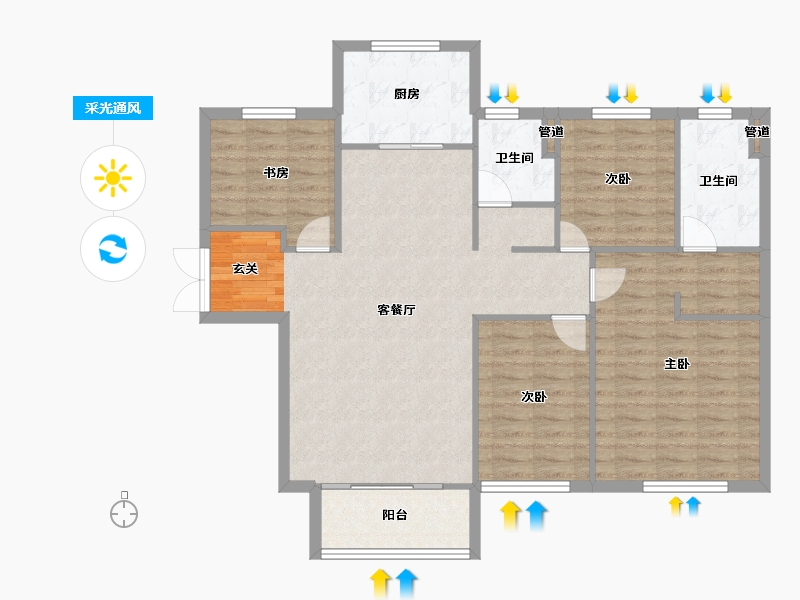 河南省-郑州市-永威逸阳溪畔63,65138m²-110.40-户型库-采光通风