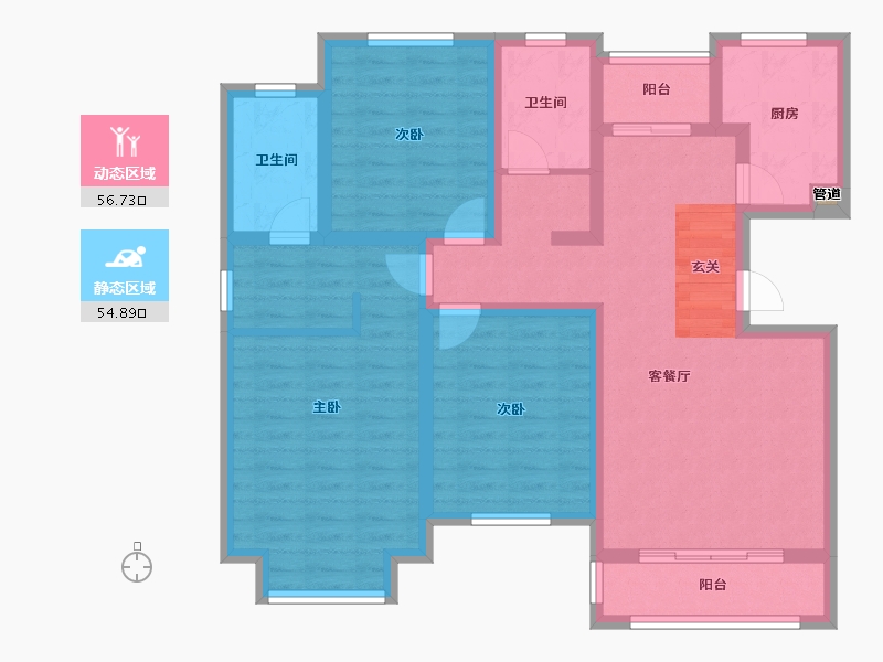 河南省-郑州市-忆江南省级旅游度假区E户型123m²-98.40-户型库-动静分区