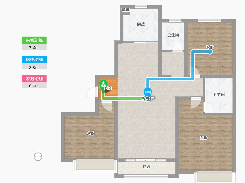 河南省-郑州市-忆江南省级旅游度假区A2户型139m²-111.20-户型库-动静线