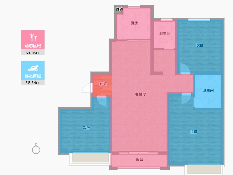 河南省-郑州市-忆江南省级旅游度假区A2户型139m²-111.20-户型库-动静分区