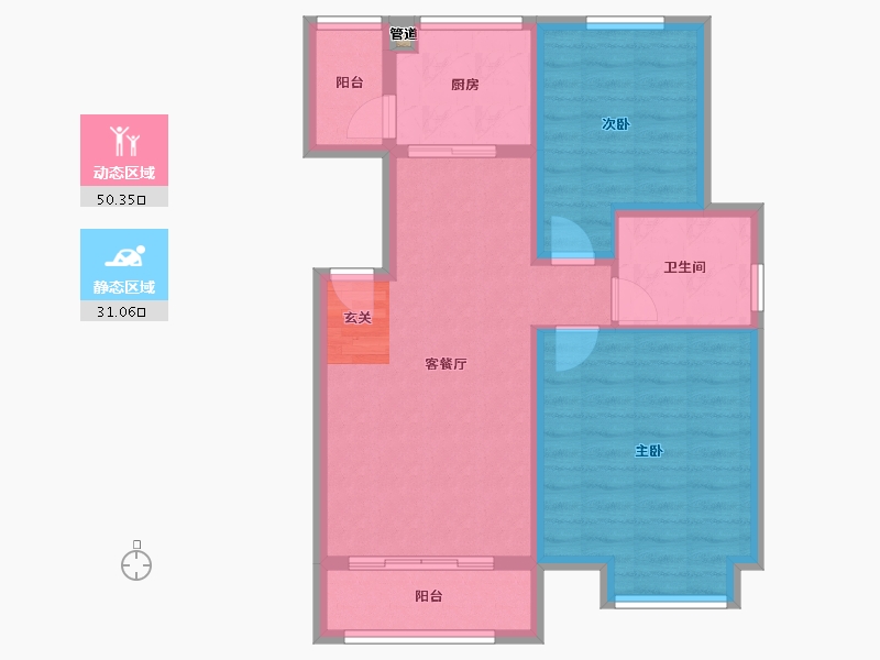 河南省-郑州市-忆江南省级旅游度假区72号楼91m²-72.79-户型库-动静分区