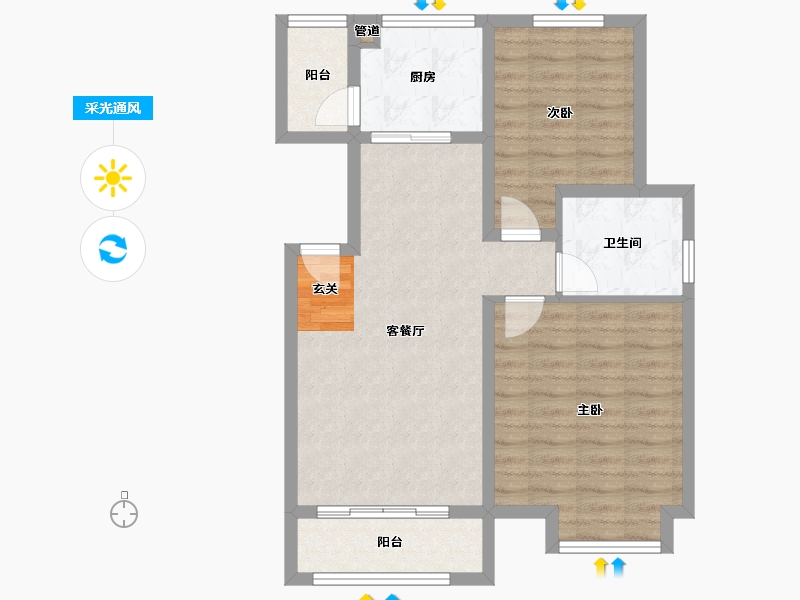 河南省-郑州市-忆江南省级旅游度假区72号楼91m²-72.79-户型库-采光通风