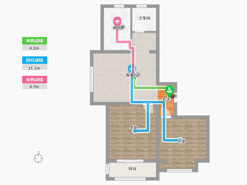 河南省-郑州市-忆江南省级旅游度假区A1户型87m²-69.60-户型库-动静线