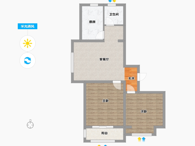 河南省-郑州市-忆江南省级旅游度假区A1户型87m²-69.60-户型库-采光通风