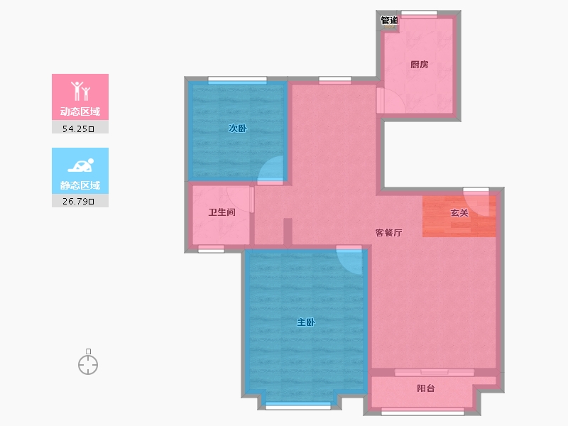 河南省-郑州市-忆江南省级旅游度假区A户型90m²-72.00-户型库-动静分区