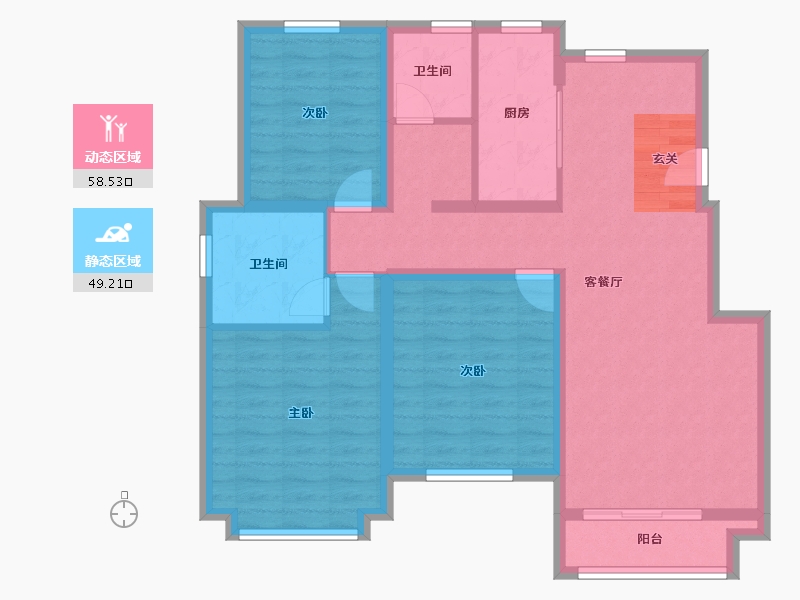 河南省-郑州市-忆江南省级旅游度假区D1户型120m²-96.00-户型库-动静分区