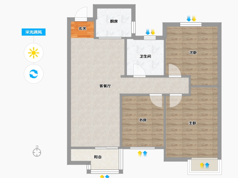 河南省-郑州市-绿城明月江南二期1号楼,295m²-76.00-户型库-采光通风