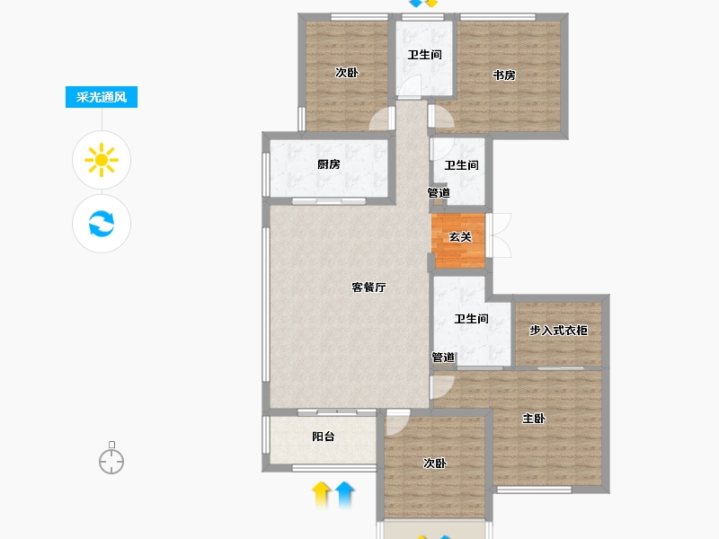 河南省-郑州市-绿城明月江南6165m²-132.00-户型库-采光通风