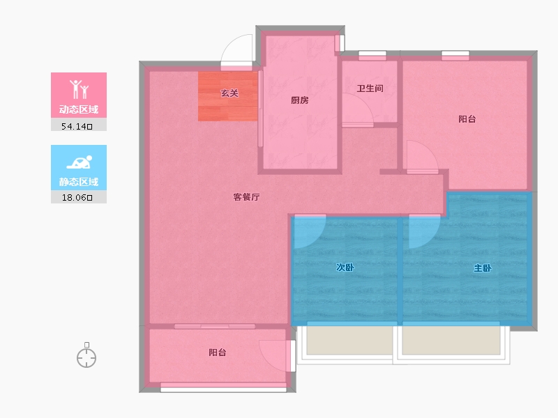 河南省-郑州市-远洋沁园B‘户型82m²-65.60-户型库-动静分区