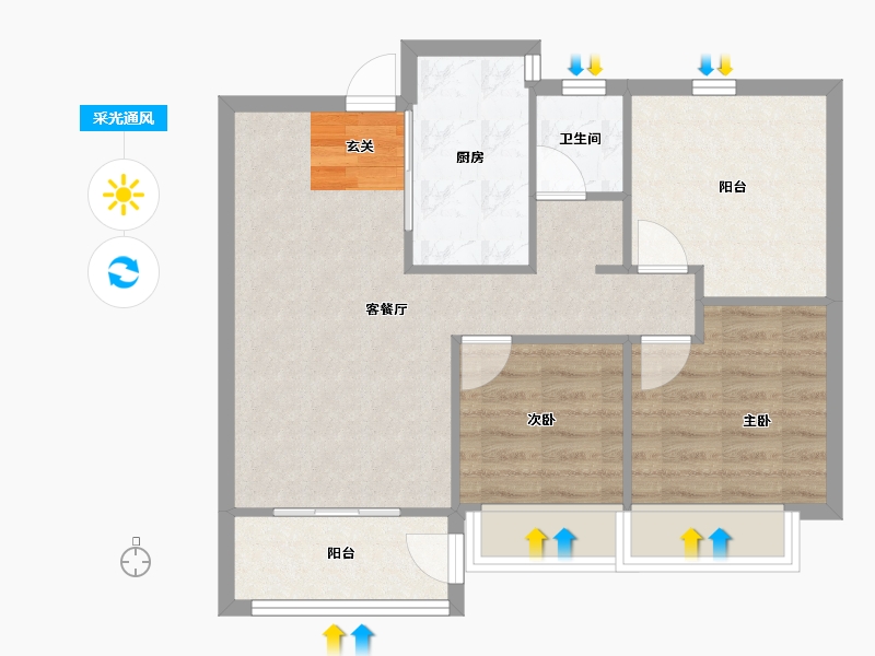 河南省-郑州市-远洋沁园B‘户型82m²-65.60-户型库-采光通风