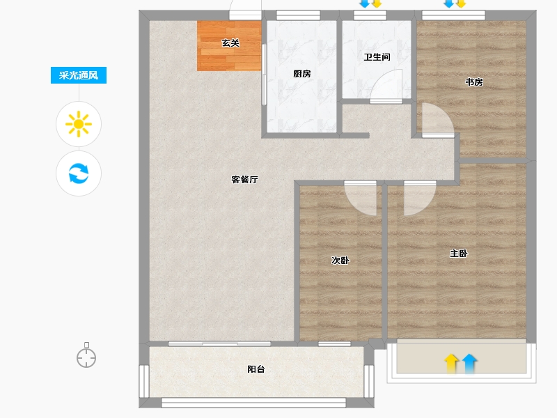 河南省-郑州市-绿都元正望晴川1号楼,5号楼95m²-75.99-户型库-采光通风