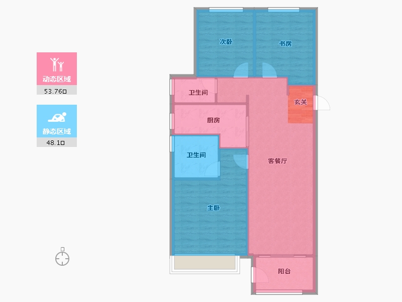 河南省-郑州市-远洋沁园5号楼,3号楼117m²-93.60-户型库-动静分区