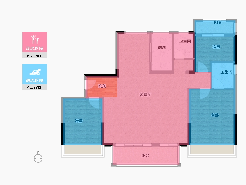 河南省-郑州市-禹洲嘉誉风华8号楼125m²-100.00-户型库-动静分区