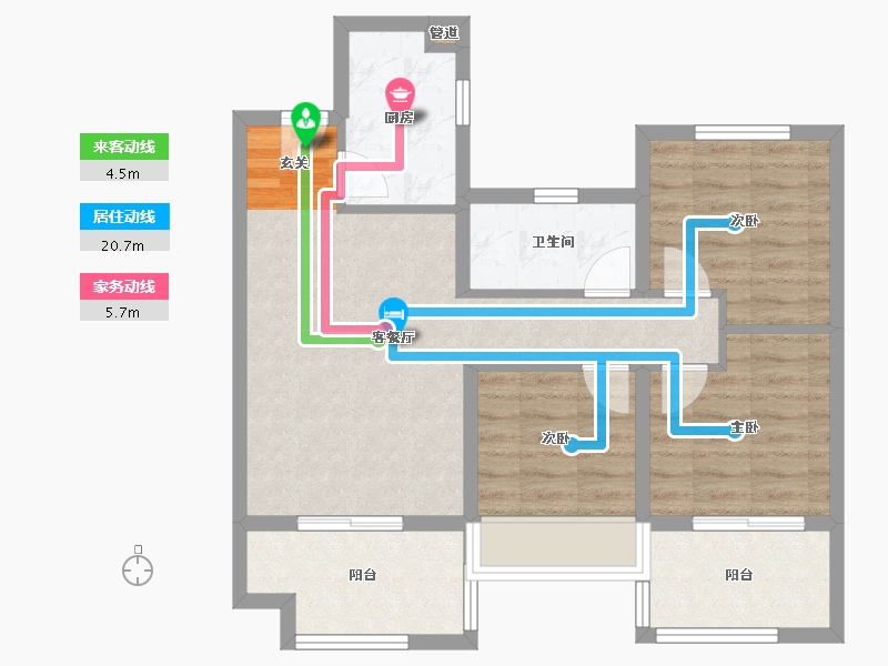 河南省-郑州市-禹洲嘉誉风华1号楼89m²-71.21-户型库-动静线